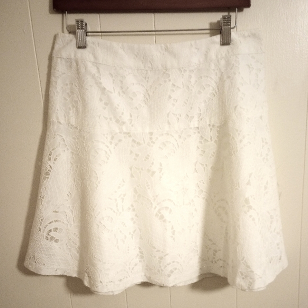 New York & CO White Lace Skater Skirt